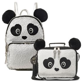 Kit Panda - Lancheira e Mochilinha Colorido