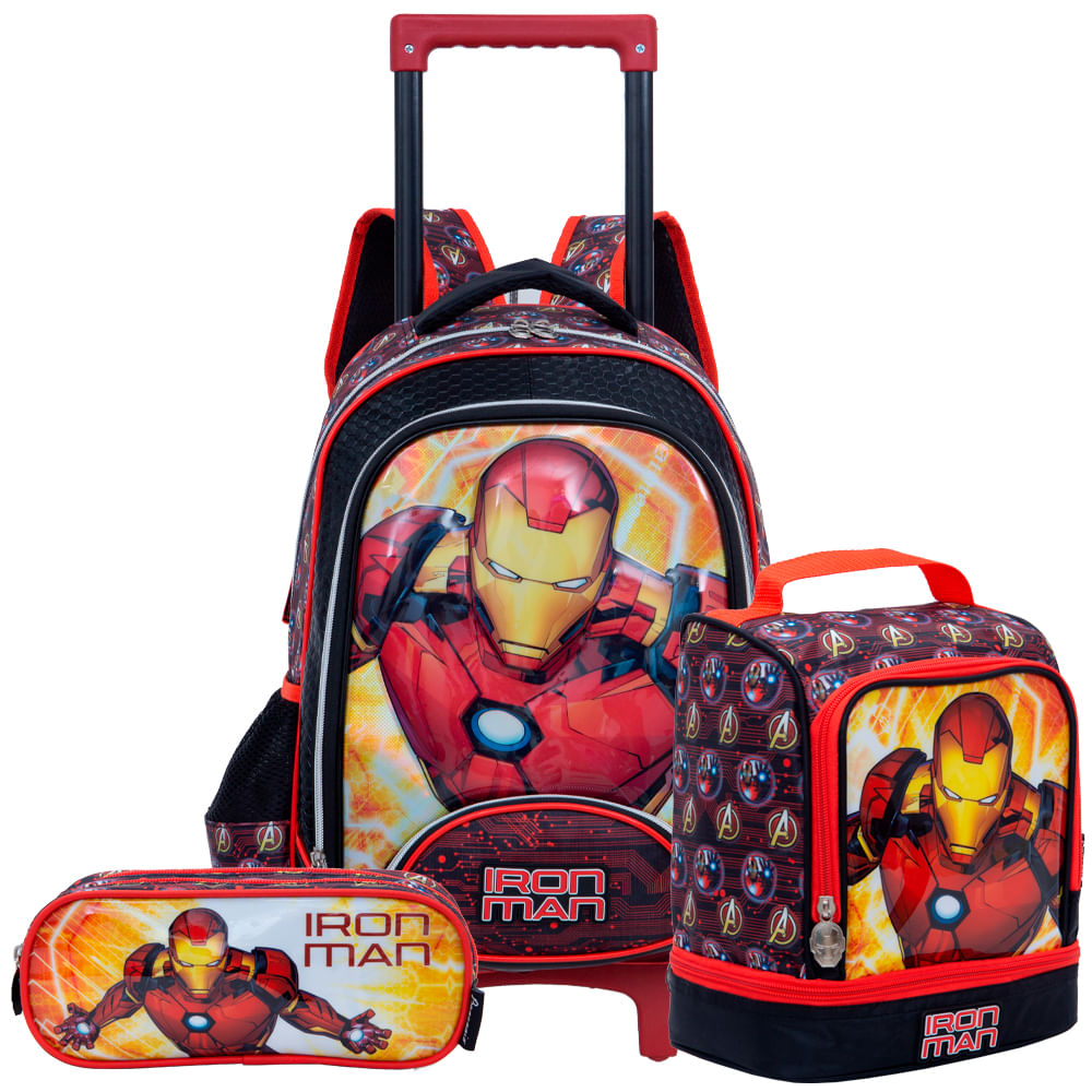 Kit Mochilete Homem de Ferro Preto