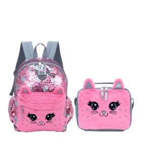 Kit Gatinho - Mochila e Lancheira Rosa