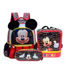 Kit Mochila Disney Mickey Preto