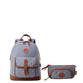 Kit Jeans Escolar Perolas Azul