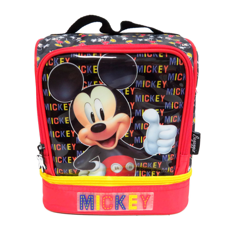 Lancheira Infantil Masculina Térmica Mickey Preta