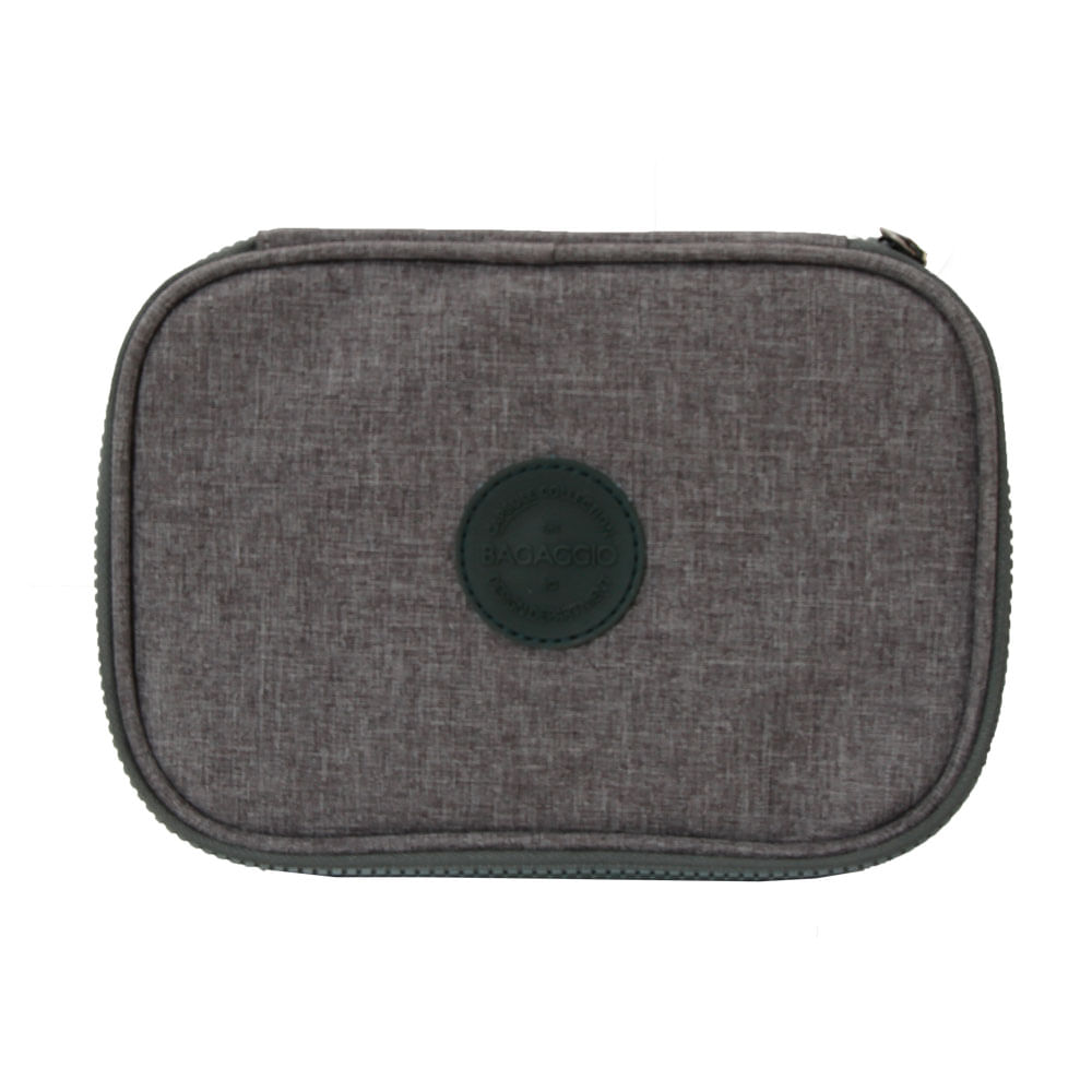 Estojo Escolar Feminino Basic Jeans Cinza