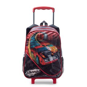 Mochila Escolar Masculina Racing Car com Rodinha Preta