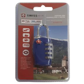 Cadeado para Mala TSA com Segredo 4 Dígitos SwissOne Azul