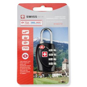 Cadeado para Mala TSA com Segredo 4 Dígitos SwissOne Preto