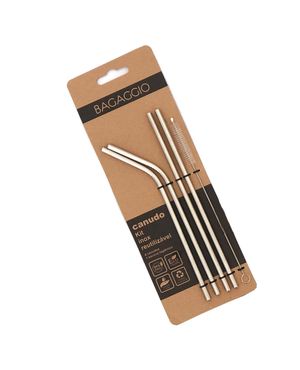 Kit de Canudos Inox + Escova Prata – foto 2