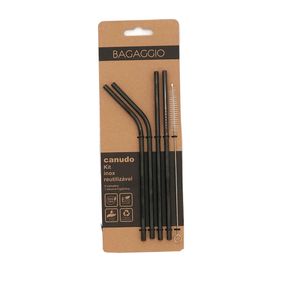 Kit de Canudos Inox + Escova Preto – foto 2