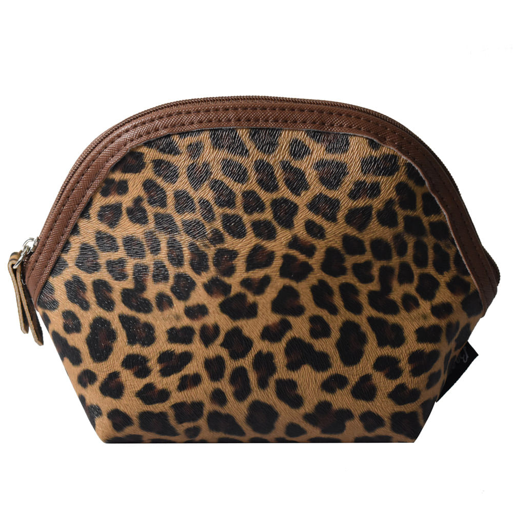 Nécessaire Viagem Feminina Animal Print Pequena Marrom