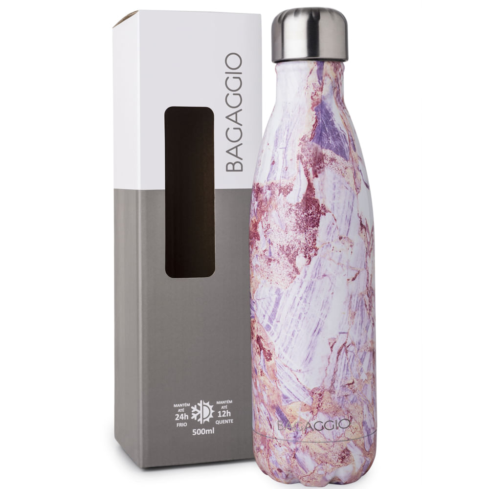 Garrafa Térmica 500ml Mármore  Rosa