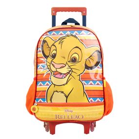 Mochila Escolar Masculina Disney O rei leão com Rodinha Laranja
