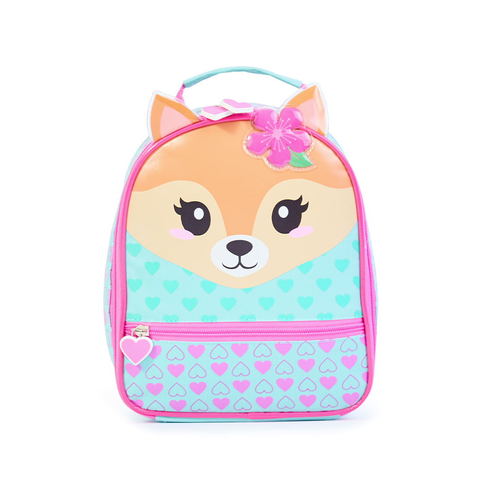 Lancheira Térmica Pets Raposa Infantil Pré Escolar Verde Clara