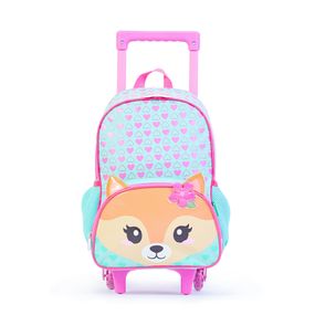 Mochila Infantil Pets Raposa com Rodinha Verde Clara