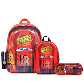 Kit Premium Mochila Disney Carros com Lancheira Carros e Estojo Vermelho