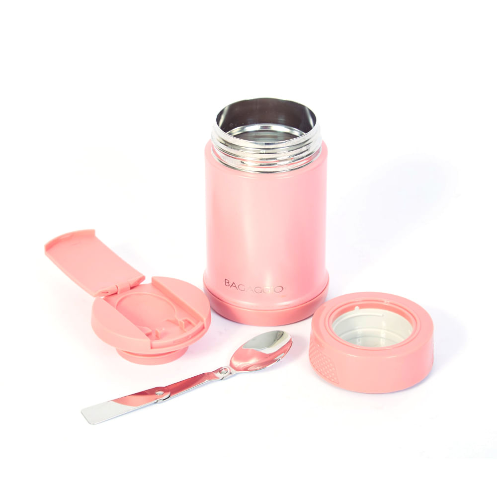 Pote Térmico 500ml com Colher Rosa
