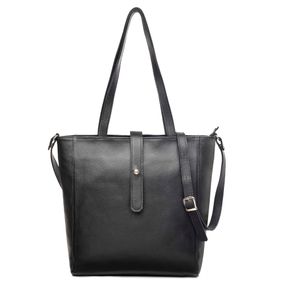 Bolsa de Ombro Feminina de Couro Gávea Grande Preta