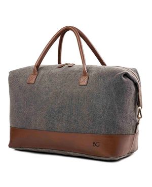 Bolsa de Viagem Média em Couro com Lona Bagaggio Paraty Cinza – foto 2