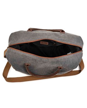 Bolsa de Viagem Média em Couro com Lona Bagaggio Paraty Cinza – foto 3