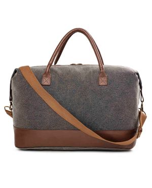 Bolsa de Viagem Média em Couro com Lona Bagaggio Paraty Cinza – foto 4