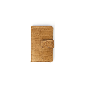 Carteira Feminina de Couro com Porta Chaveiro Croco Caramelo