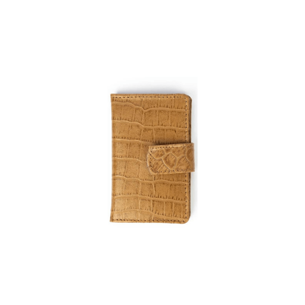 Carteira Feminina de Couro com Porta Chaveiro Croco Caramelo