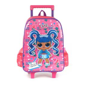 Mochila Escolar Feminina 4 Rodas LOL Surprise Rosa