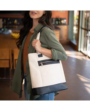 Bolsa de Ombro Feminina Executiva Bicolor Off White – foto 11