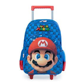 Kit Mochila Escolar Masculina de Rodinhas Super Mario com Lancheira e Estojo Premium Azul – foto 2