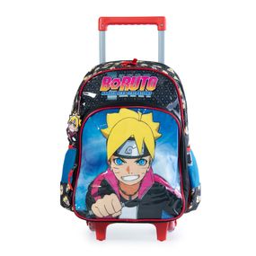 Kit Mochila Escolar Masculina de Rodinhas Boruto com Lancheira e Estojo Premium Preto – foto 2