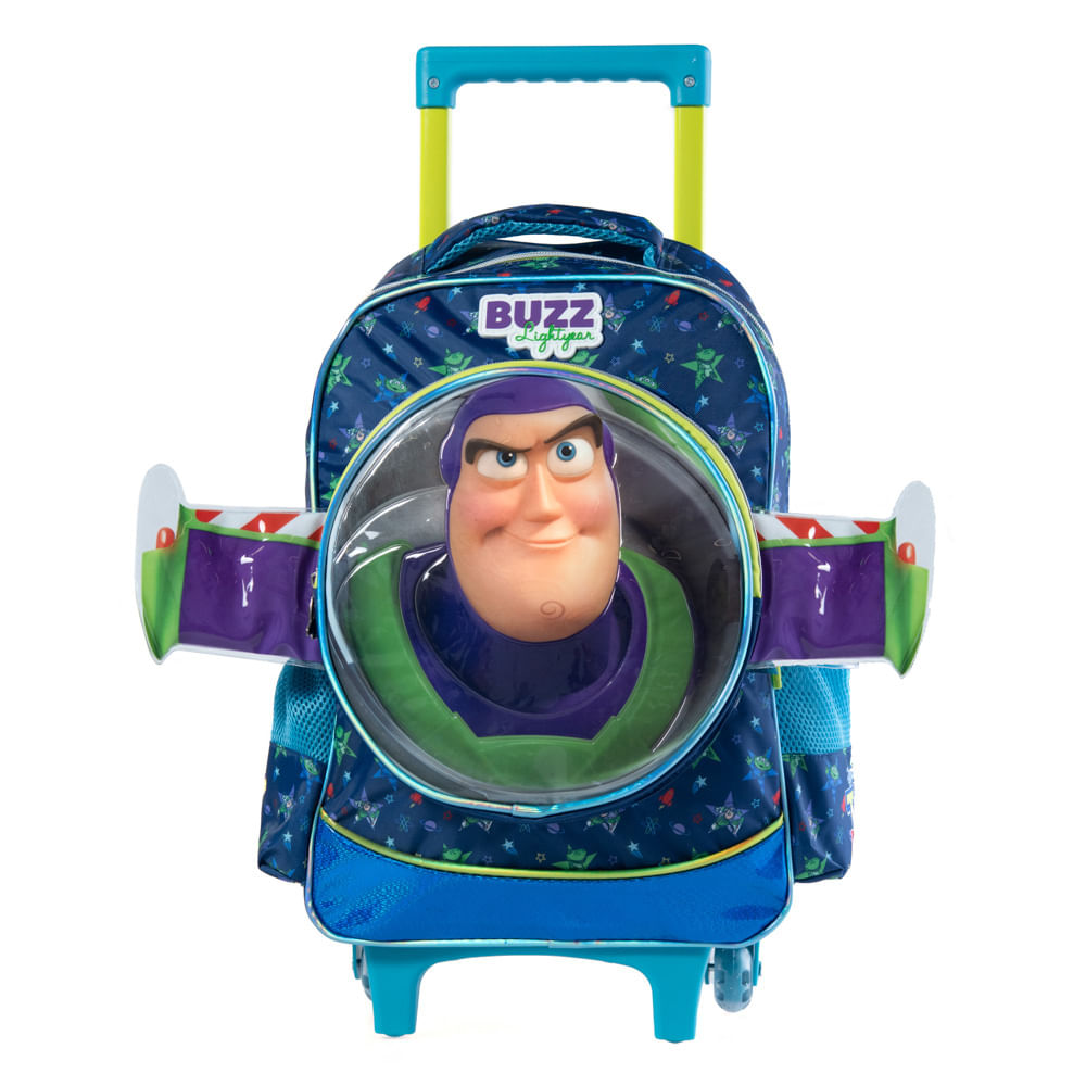 Mochila Escolar Masculina de Rodinhas Toy Story Buzz Lightyear Azul