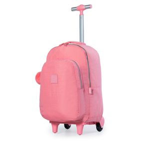 Mochila Escolar Feminina de Rodinhas Pop Fun Rosa Claro – foto 2