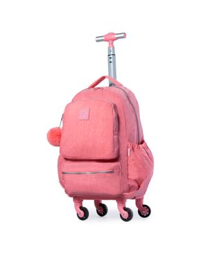 Mochila Escolar Feminina de 4 Rodinhas Pop Fun II Rosa Claro – foto 3