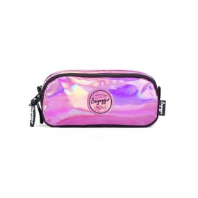 Estojo Escolar Feminino Duplo Holografico Rosa