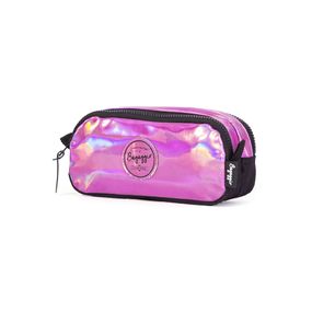 Estojo Escolar Feminino Duplo Holografico Rosa – foto 2