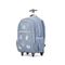 Mochila Escolar Feminina Matelasse Jeans Patches com Rodinha Azul – foto 2