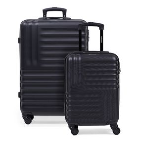 Conjunto com 2 Malas Abs 4 Rodas  PP e M  Quebec Preta