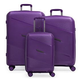 Conjunto de Malas Polipropileno 4 Rodas P, M e G Seul Roxo
