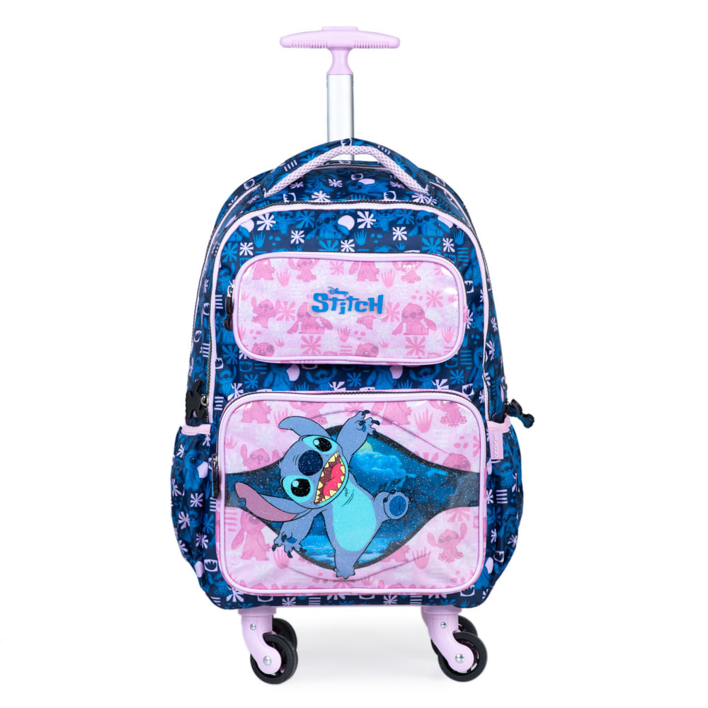 Mochila Escolar Feminina Juvenil Stitch Happiness Azul | Bagaggio