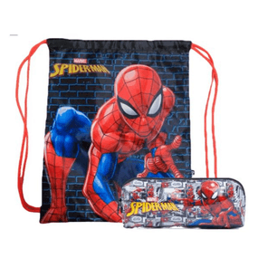 Kit Sacolinha e Estojo Masculino Homem Aranha Preto