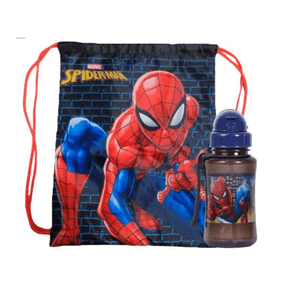 Kit Sacolinha e Garrafa Masculina Homem Aranha Preta
