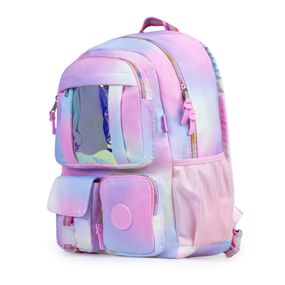Mochila Escolar Feminina Prisma Arco-íris Rosa – foto 2