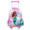 Mochila Escolar Infantil Com Rodinhas Feminina Ariel Premium Rosa Escuro