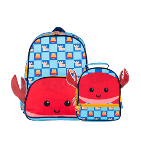 Kit Mochila Infantil Pré Escolar Masculina Pets Caranguejo com Lancheira Azul