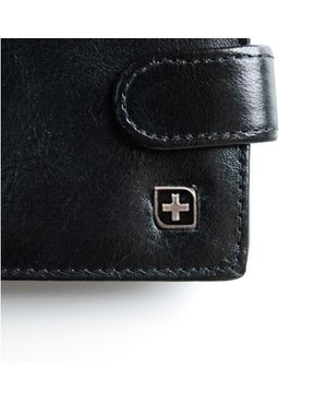 Carteira Masculina de Couro com Fecho em Botão e Porta Documento SwissOne Preta – foto 10