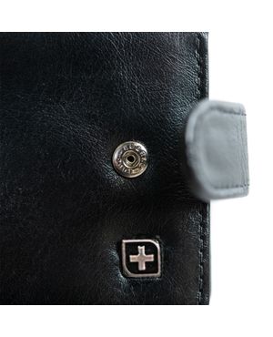 Carteira Masculina de Couro com Fecho em Botão e Porta Documento SwissOne Preta – foto 11