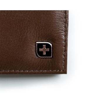 Carteira Masculina Slim de Couro com Porta Nota e Documento SwissOne Pequena Café – foto 8
