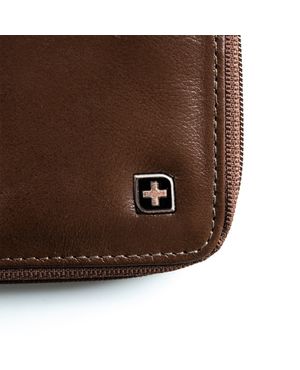 Carteira Masculina de Couro com zíper e Porta Documentos SwissOne Café – foto 7