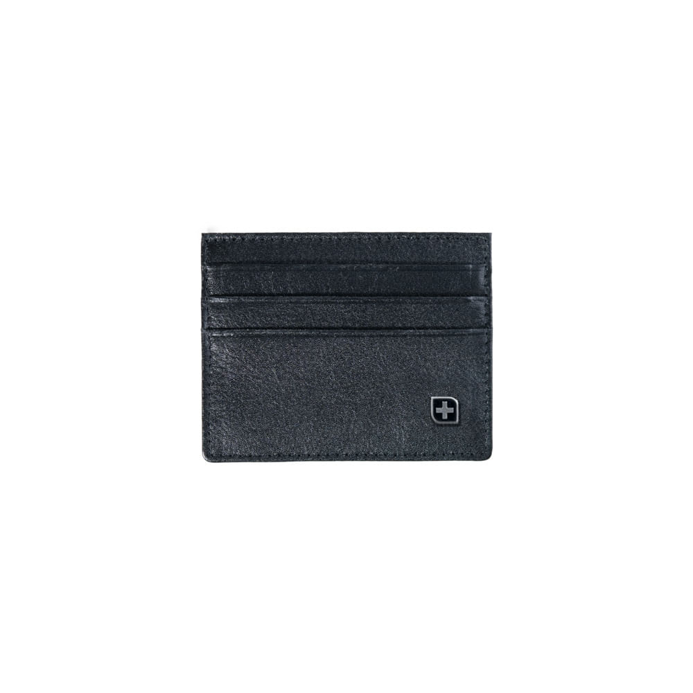 Porta Cartão de Couro Porta Cartão de Couro Italiano SwissOne Giuseppe Preto