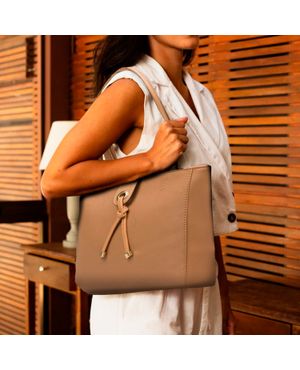 Bolsa Feminina Tote Grande Lina Bege – foto 2