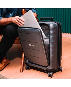 Mala de Bordo 10 kg PolipropileNÃO 4 Rodas com Porta Notebook SwissOne Genebra Cinza – foto 2